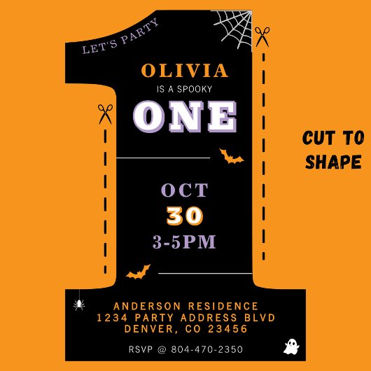 Halloween 1st Birthday Party Spooky One 招待状