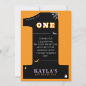 Halloween 1st Birthday Party Spooky One Photo サンキューカード (正面)