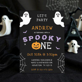 Halloween 1st Birthday Spooky One Ghost Gothic 招待状