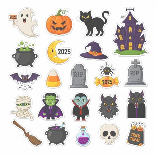 Halloween 2025 Spooky Sticker Set – Pumpkins,ghost シール (正面)
