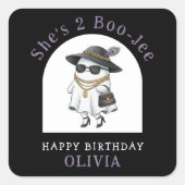 Halloween 2nd Birthday Party Ghost Two Boujee スクエアシール (正面)