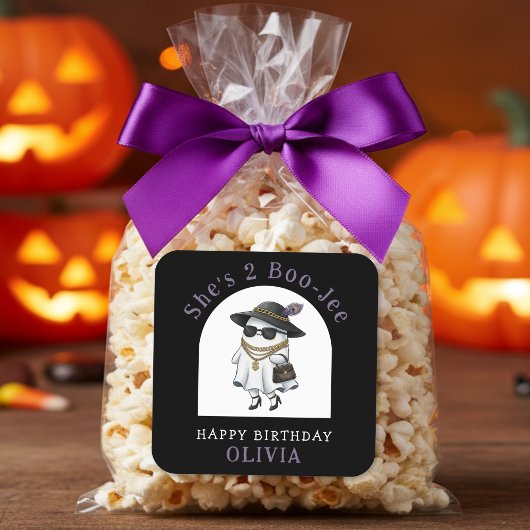 Halloween 2nd Birthday Party Ghost Two Boujee スクエアシール