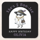 Halloween 2nd Birthday Party Ghost Two Boujee スクエアペーパーコースター (正面)