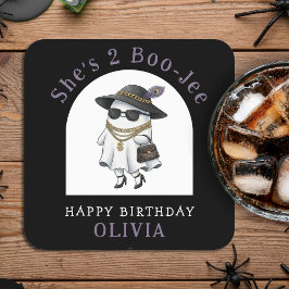 Halloween 2nd Birthday Party Ghost Two Boujee スクエアペーパーコースター