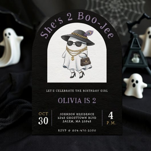 Halloween 2nd Birthday Party Ghost Two Boujee 招待状