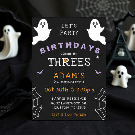 Halloween 3rd Birthday Come in Threes Ghost Gothic 招待状