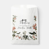 Halloween 40th Birthday Pink Floral Skeleton Party フェイバーバッグ (正面)