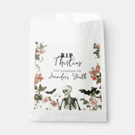 Halloween 40th Birthday Pink Floral Skeleton Party フェイバーバッグ