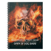 Halloween Activity Book. Flaming skull in space ノートブック (正面)