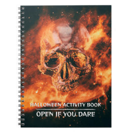 Halloween Activity Book. Flaming skull in space ノートブック