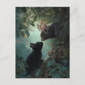 Halloween Adorable Kitten meets Bat ポストカード (正面)