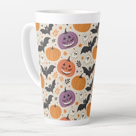 Halloween and autumn pattern   カフェラテマグ (左アングル)