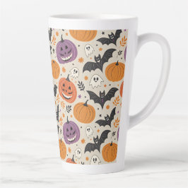 Halloween and autumn pattern   カフェラテマグ