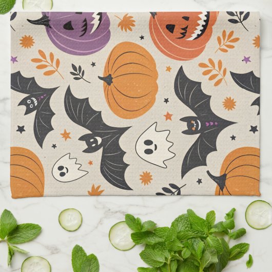 Halloween and autumn pattern   キッチンタオル (折り畳み)