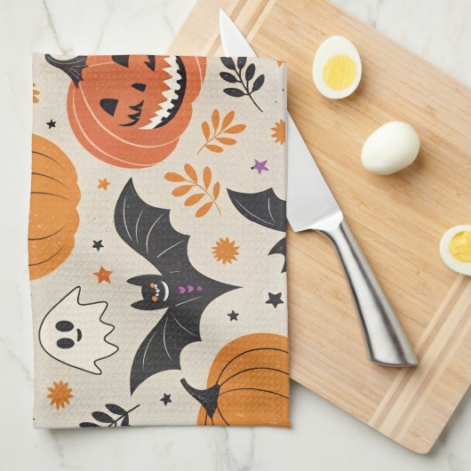 Halloween and autumn pattern   キッチンタオル (四つ折り)