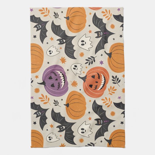 Halloween and autumn pattern   キッチンタオル (縦)