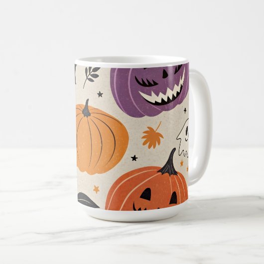 Halloween and autumn pattern   コーヒーマグカップ (正面右)