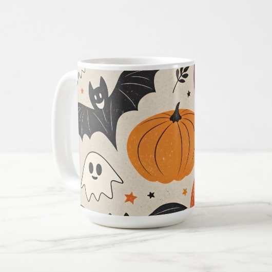 Halloween and autumn pattern コーヒーマグカップ (正面左)