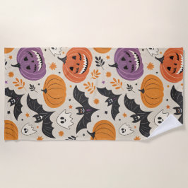 Halloween and autumn pattern   ビーチタオル