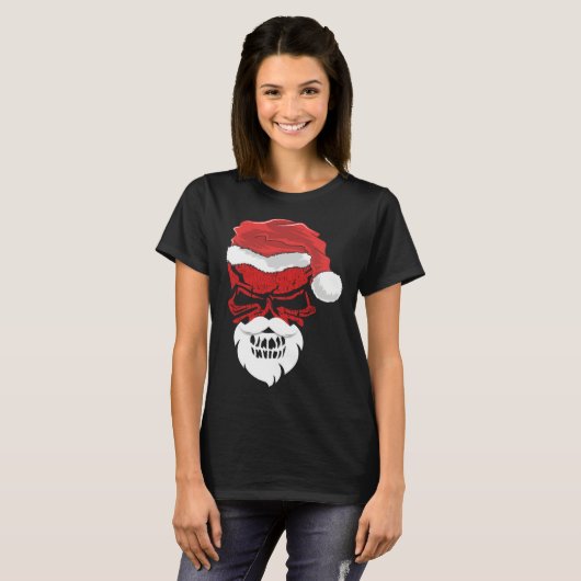 Halloween and Christmas Skull Graphic Tees Hallowe Tシャツ (正面フル)
