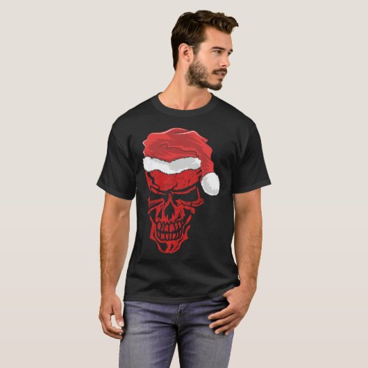 Halloween and Christmas Skull Graphic Tees Hallowe Tシャツ (正面フル)