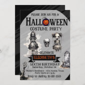 Halloween Any Age Girls Birthday Party 招待状 (正面/裏面)