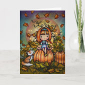 Halloween Art Fox in the Pumpkin Patch カード (正面)