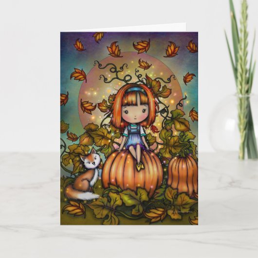 Halloween Art Fox in the Pumpkin Patch カード (正面)