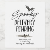 Halloween Baby Pregnancy Reveal New Grandparents ワインラベル (シングルラベル)