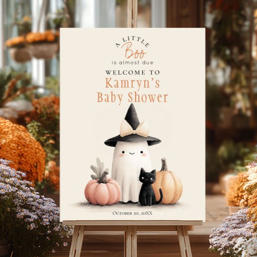 Halloween Baby Shower A Little Boo Is Due Welcome ポスター