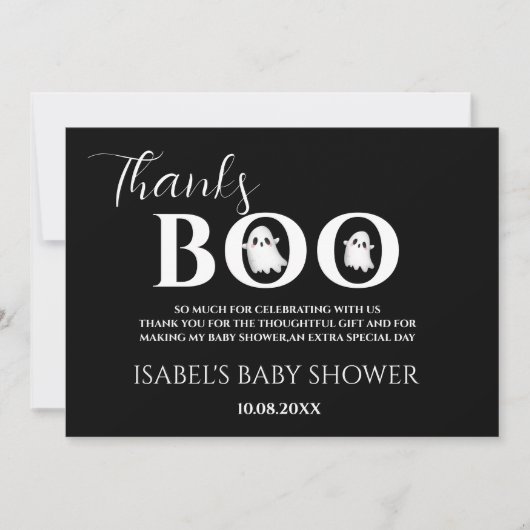 Halloween Baby Shower A Little Boo Thank You Card サンキューカード (正面)