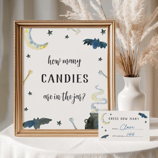 Halloween Baby Shower Candy Guessing Game Sign ポスター