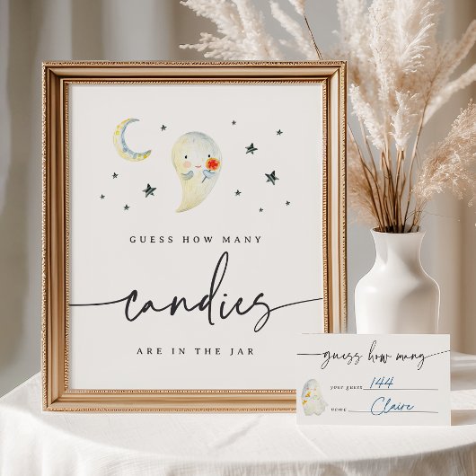 Halloween Baby Shower Candy Guessing Game Sign ポスター