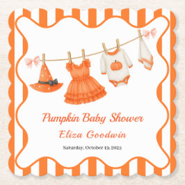 Halloween Baby Shower Girl | Little Witch Pumpkin ペーパーコースター