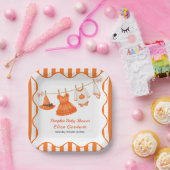 Halloween Baby Shower Girl | Little Witch Pumpkin ペーパープレート (パーティー)
