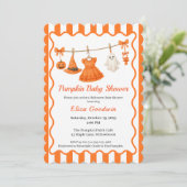 Halloween Baby Shower Girl | Little Witch Pumpkin  招待状 (スタンド正面)