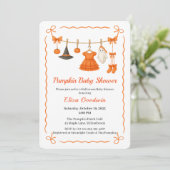 Halloween Baby Shower Girl | Little Witch Pumpkin 招待状 (スタンド正面)