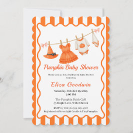 Halloween Baby Shower Girl | Little Witch Pumpkin  招待状