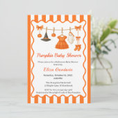 Halloween Baby Shower Girl | Little Witch Pumpkin 招待状 (スタンド正面)