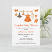 Halloween Baby Shower Girl | Little Witch Pumpkin 招待状 (スタンド正面)