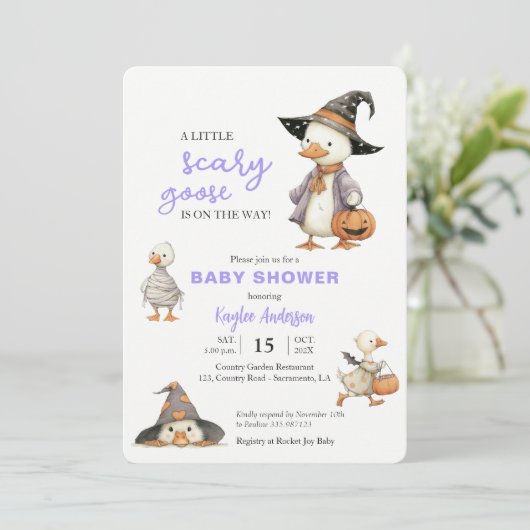 Halloween Baby Shower goose funny invitation 招待状 (スタンド正面)