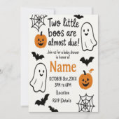 Halloween Baby Shower Invitation | Twins | Editabl 招待状 (正面)