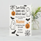 Halloween Baby Shower Invitation | Twins | Editabl 招待状 (スタンド正面)