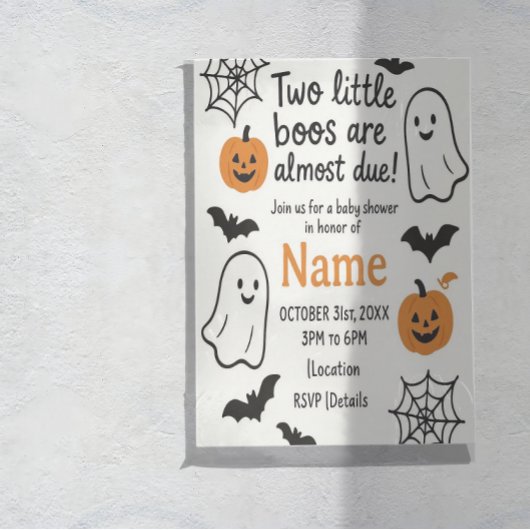Halloween Baby Shower Invitation | Twins | Editabl 招待状