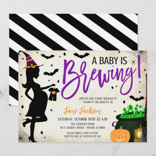 Halloween Baby Shower Party Invitation 招待状 (正面/裏面)
