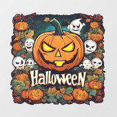 Halloween-Banner mit Kürbissen und Geistern -  ウィンドウサイン (シート)