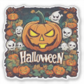 Halloween-Banner mit Kürbissen und Geistern -  シール (正面)