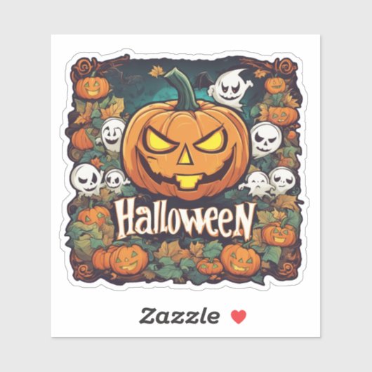 Halloween-Banner mit Kürbissen und Geistern - シール (シート)