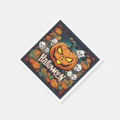 Halloween-Banner mit Kürbissen und Geistern -  スタンダードカクテルナプキン (角)