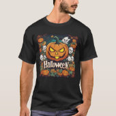 Halloween-Banner mit Kürbissen und Geistern -  Tシャツ (正面)
